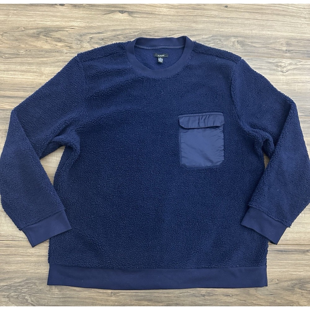 Men's ALFANI Crew Neck Pullover Sweater Size XL Blue Fleece